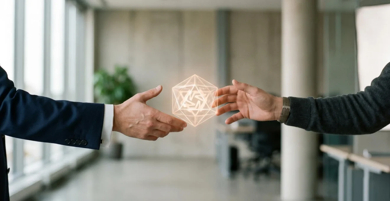 Professional scene depicting the intersection of IT security and marketing agility in enterprise environment