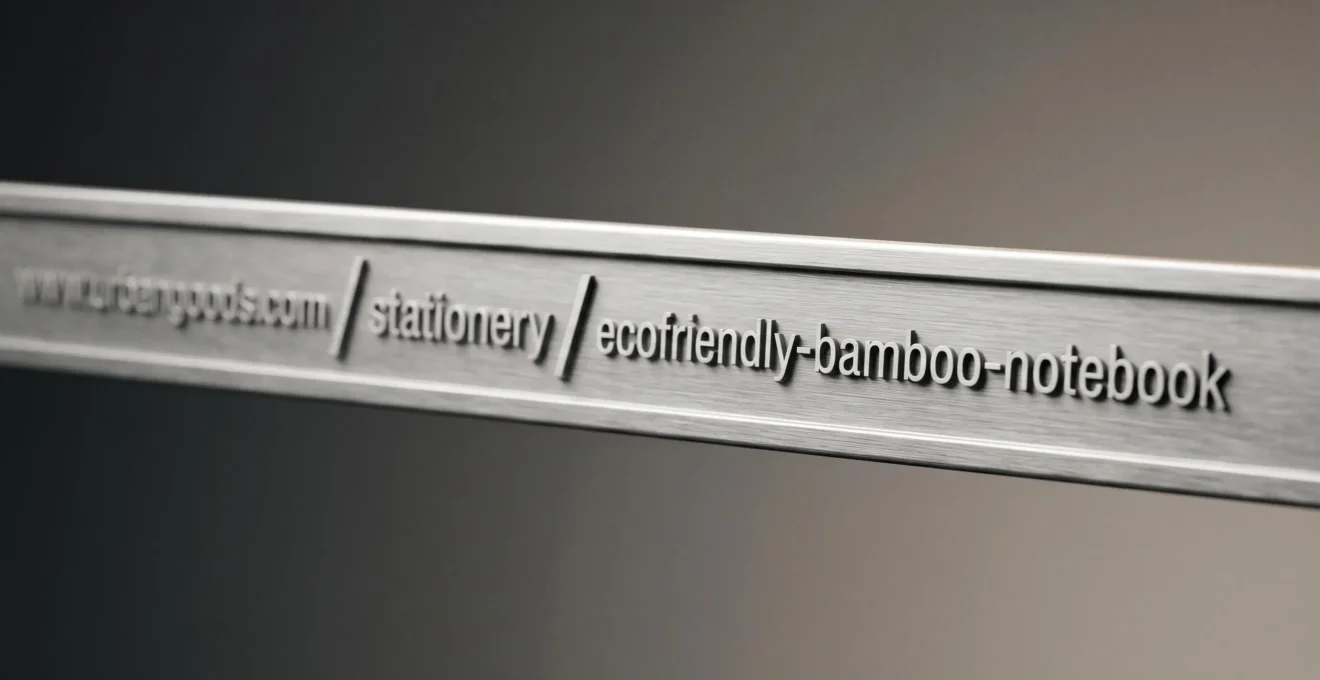 Close-up view of a URL address bar showing semantic structure elements with depth of field blur